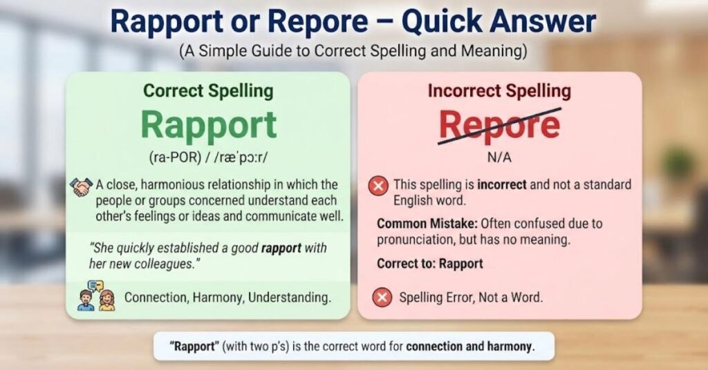 Repore or Rapport – Quick Answer